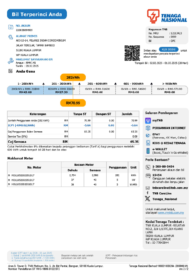 TNB Online Bill Layout Page 2